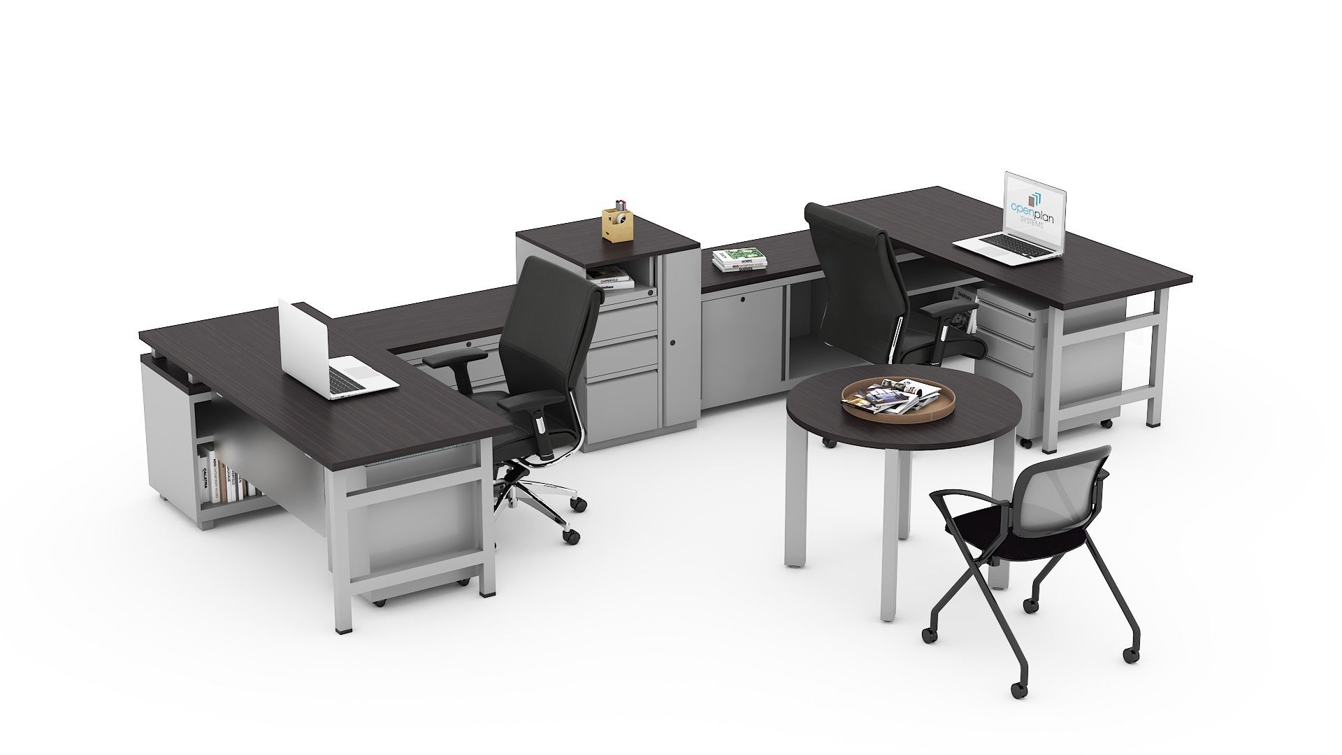 Open Plan Desking with OPS2 panels, low storage, and cord management in NYC office