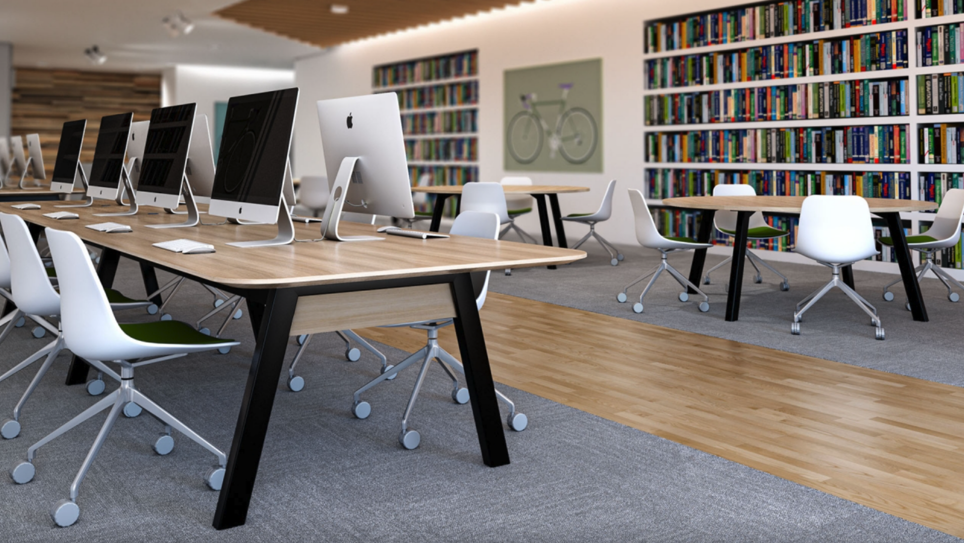 Alkalign conference table with built-in power in modern NYC workspace