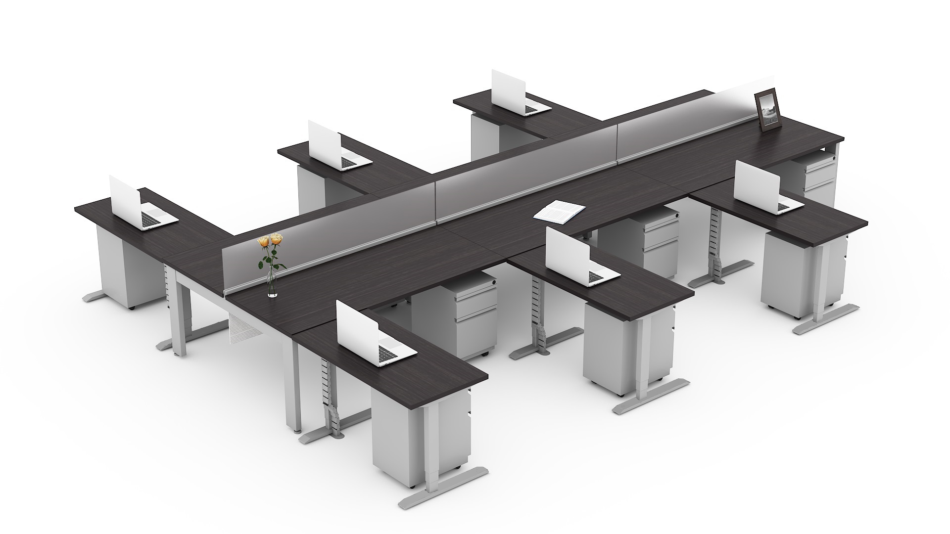 Open Plan XPAND benching with height-adjustable desks and privacy screens in NYC open plan