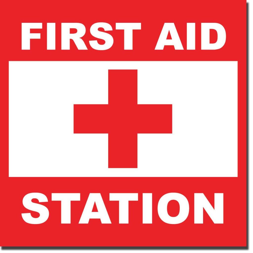 office first aid station sign