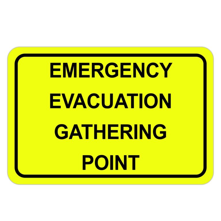 office emergency evacuation gathering point sign