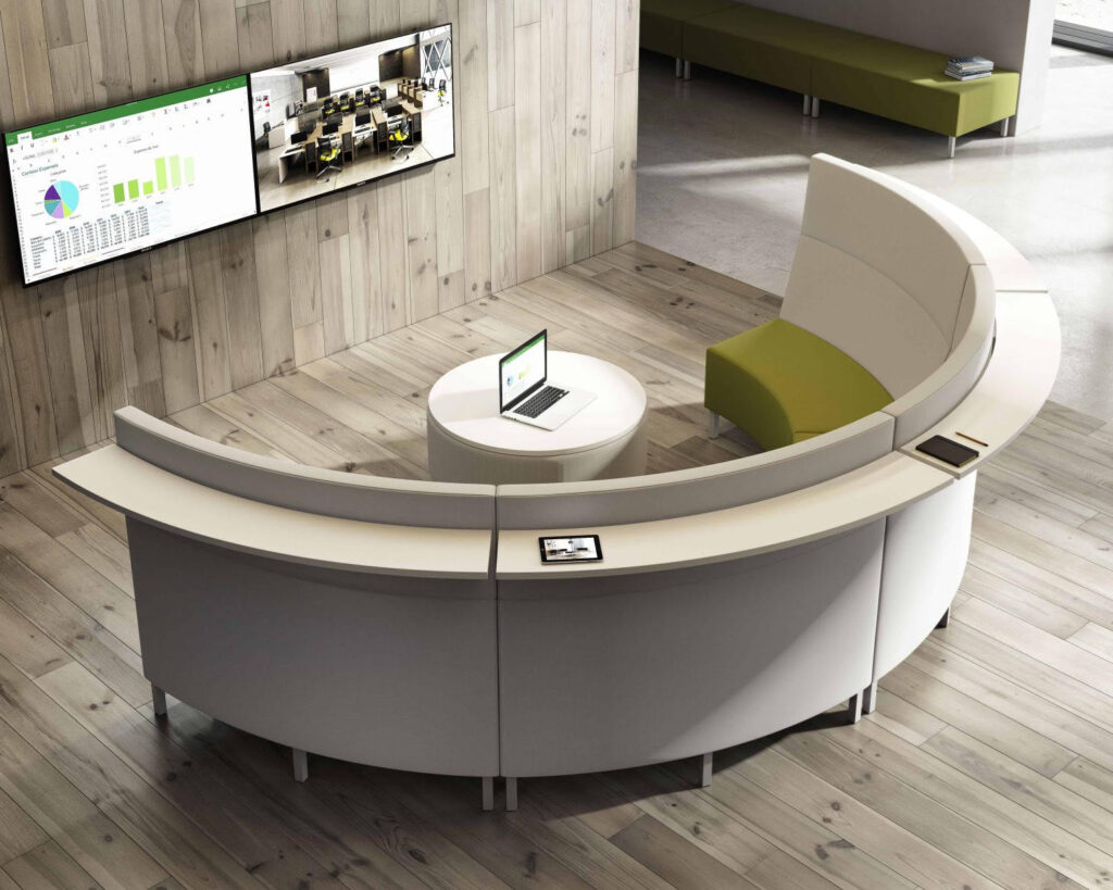 half circle hybrid office layout