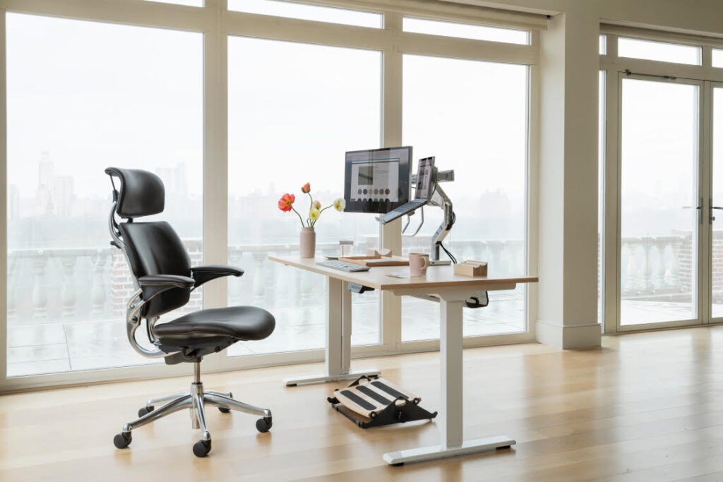 ergonomic desk and chair