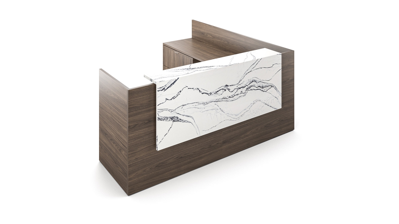 Affinity ADA reception desk with modern laminate finish in professional office lobby